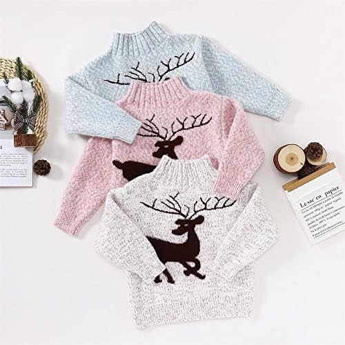 Дете за бебиња девојки девојки Божиќно џемпер со територија со долг ракав плетен пулвер врвови деца топла маичка за зимска облека