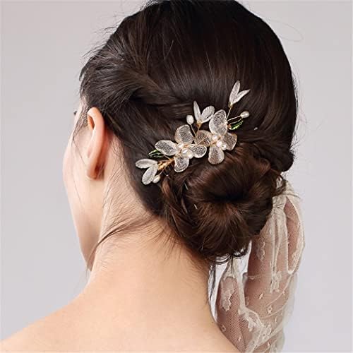 Lepsjgc везени цвеќиња вметнати чешли тава коса удирања чешел за коса култивирани додатоци за коса од бисер жени жени