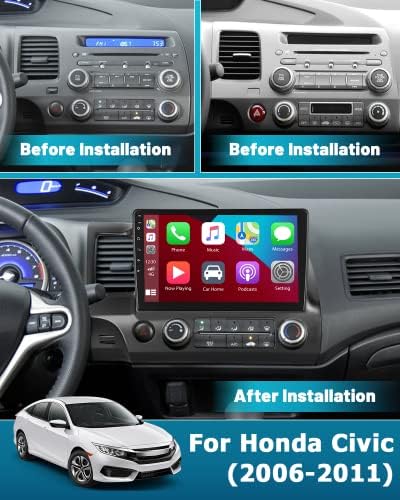 Последно радио за Honda Civic 2006-2011 Android 11 Car Stereo со безжичен Apple CarPlay Android Auto, 10,1 инчен радио-екран на допир