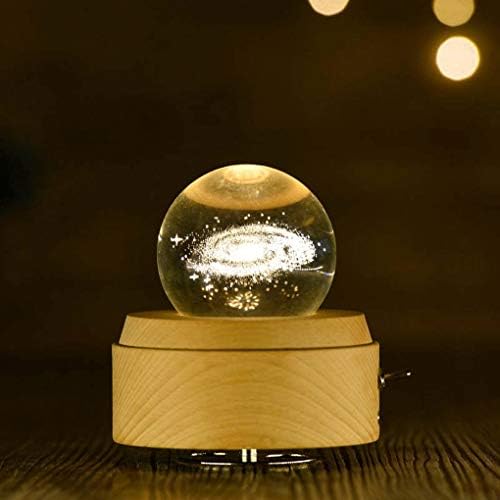 Месечината кристална топка ноќна светлина дрвена музичка кутија музичка кутија ротација креативна роденденска подарок за подарок