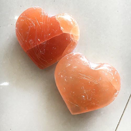 Dingsheng 2 Природно портокалово селенитски срцев кристал Loveубов кварц мебел Chatoyancy Сатен Спар заздравување на палми