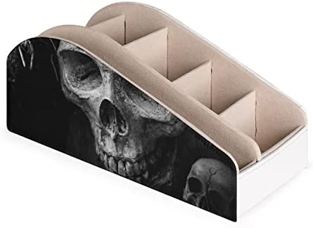 Застрашувачки темен череп ТВ далечински управувач за организатор кутија Пен -молив за складирање на биро за складирање со 6 оддели