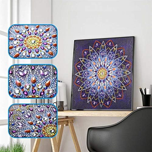 Дијамантски сликарство DIY 5D специјален облик Rhinestones, Abeuty Purple Mandala Flowers, Делумна вежба кристална дијамантска