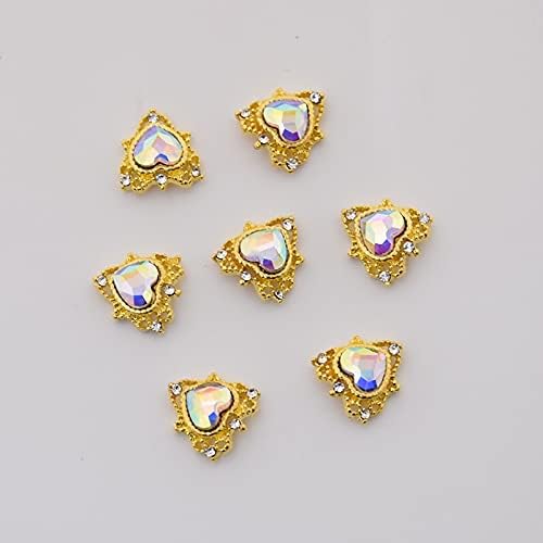 10 парчиња кристално срце нокти украси за уметност ринстон, сјај на ноктите, дијаманти, маникир за накит за накит