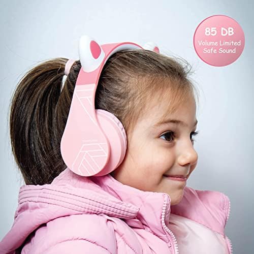 PowerLocus Bluetooth Слушалки За Деца, Безжични Преклопливи Слушалки Преку Уво, Слушалки Со Микрофон, Ограничување НА Јачината НА Звукот