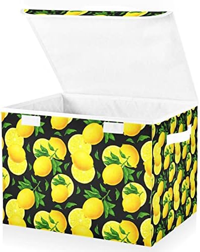 Жолти Корпи за Складирање Лимон Со Капаци за Организирање Капаци За Складирање На Домот Со Рачки Кутија За Коцки За Складирање