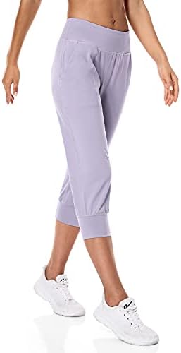 M Moteepi со високи половини капри џогери панталони за жени атлетски исечени јога што трчаат панталони со џебови