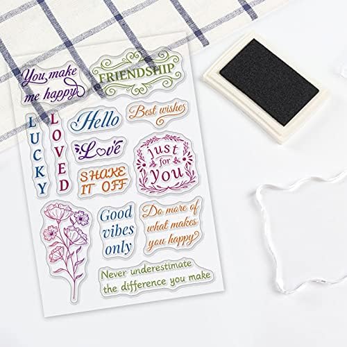 Globleland среќен текст чисти марки букет транспарентен силиконски печат за правење картички за декорација и сноп -книги за DIY