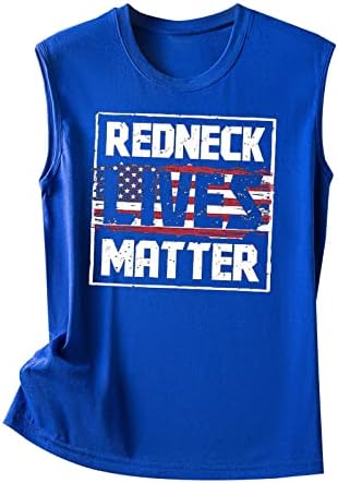 Тенк за врвот на жените, Redneck Lives Matter Matter USA Tank Tank Tops за жени без ракави врвови патриотски 4 -ти јули кошули графички