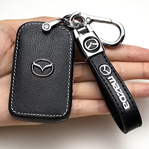Аккоре кожен клуч за клучеви FOB за Mazda, носител на клучот за Mazda 6 CX-5 CX-30 CX-9 Mazda 3 Mazda 3 Hatchback 2019-2022 Key Case Accessoreis