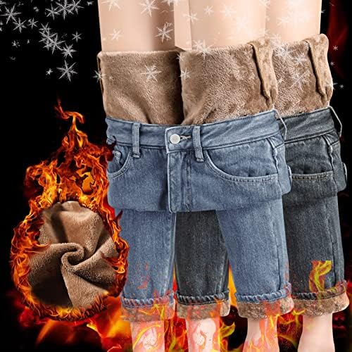 Фармерки за жени со голема половината директно лабава кадифен харен топло задебелен Y2K искинати панталони со панталони со фармерки