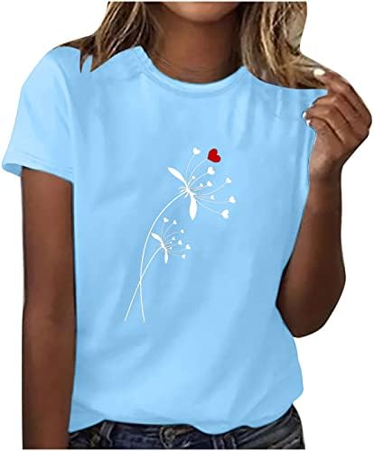 Femaleенска блуза есенска летна облека трендовски кратки ракави екипаж памук графички бренд Топ маичка за жени 87 87