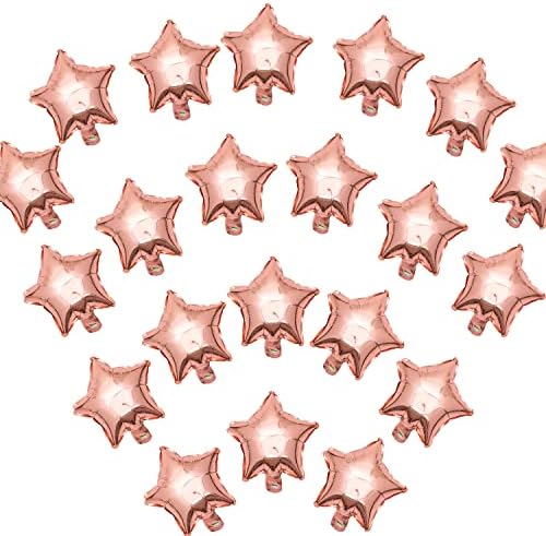 5 Инчни Балони Од Фолија Во Форма На Розеголд Ѕвезда, 50 парчиња Мали Миларни Балони Мини Балони За Роденден Туш За Бебиња Декорација