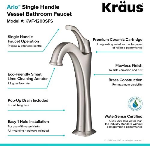 Kraus KVF-1200SFS Арло тапа за бања, бесплатен не'рѓосувачки челик