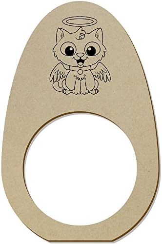 5 x 'Ангелска мачка' дрвени прстени/држачи на салфетка