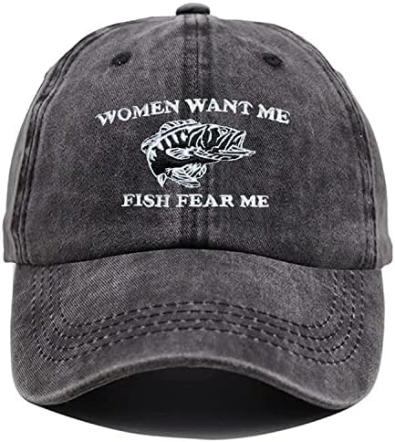 Везените жени сакаат риба да се плашам од мене бејзбол капа/бени капи за мажи жени смешно совршено риболов подароци црно