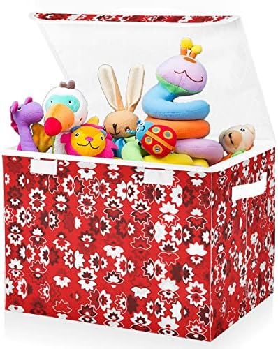 Фулухуапин Божиќни црвени и бели кутии за складирање на играчки со капак, 16,5 x12,6 x11.8 цврсти играчки организатори кутии корпи за момче,