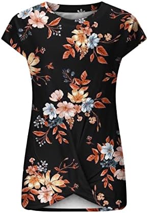 Маица за блуза за дами кратки ракави екипаж памук starвезда леопард печати цветни графички салон лабава фит блуза HP