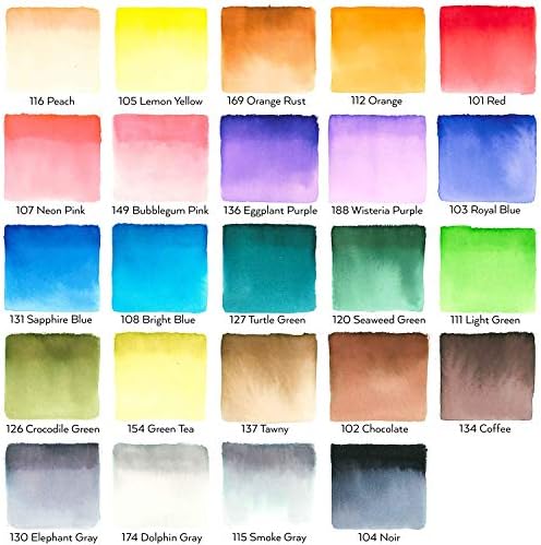 Скица за акварел Артеза, пакет од 3, 5,5 x 8,5 инчи, 32 листови и реални пенкала за четки, 24 бои за акварел сликање со флексибилни совети за