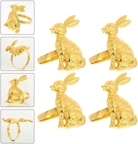 Valiclud 4pcs Велигденски зајаци од салфетка прстени за зајаче салфетка, декоративни сервисни прстени, држачи за салфетки за свадба за бебиња за туширање, поставување де
