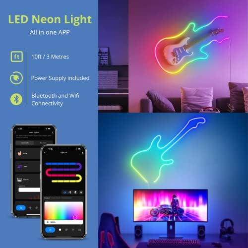 Nuova Germany Неонски јаже светла, RGB-IC со музика за синхронизација, дизајн на DIY, компатибилен со Alexa, Google Assistant,