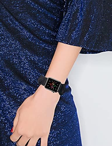 Screchie Band компатибилен со Apple Watch Band 38mm 40mm 42mm 44mm 41mm 45mm, печатена ткаенина еластична часовник за часовници жени