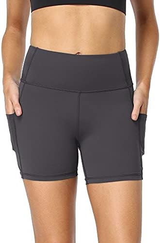 Viishow женско голо чувство за велосипедисти тренинзи за атлетски јога шорцеви хулахопки кои трчаат шорцеви со 2 странични џебови - 5 инчи
