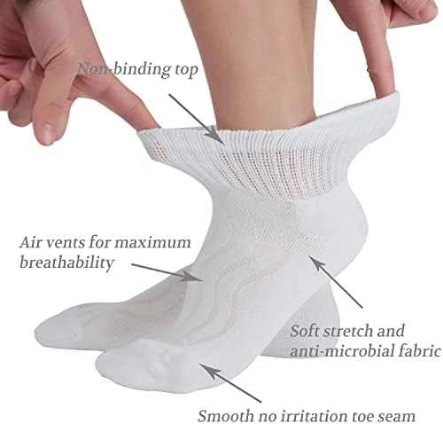 Лин перформанси бамбус глужд дијабетични чорапи за жени и мажи со непрекинато лесна пети мека перница лабава врв