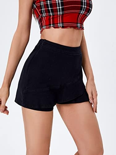 SweatyRocks Женски Висок Струк Возбуда Трим Тексас Skort Здолниште Поштенски Слоевит Жан Шорцеви