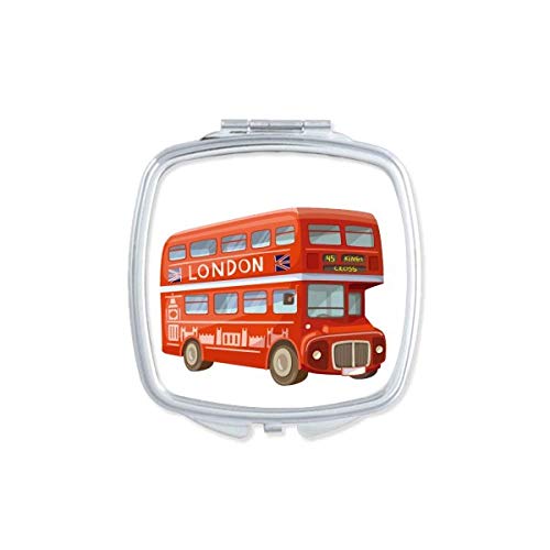Британија Велика Британија Лондон Црвен Двокатен Автобус Огледало Пренослив Компактен Џеб Шминка Двострано Стакло