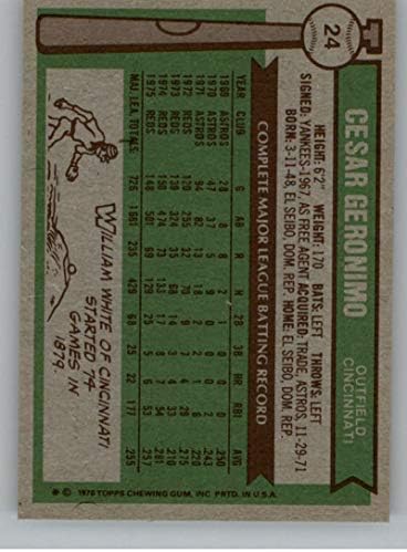 1976 Топпс 24 Цезар Геронимо екс ++ одличен ++ Синсинати црвени бејзбол J2M