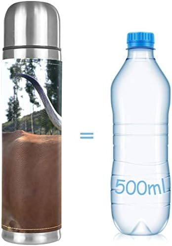 Лилибели 17 мл вакуум изолирана шише со вода од не'рѓосувачки челик, спортско кафе, патување со чаша колба, оригинална кожа завиткана БПА