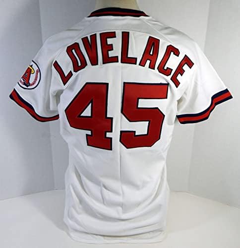 1988 Калифорнија Ангели Венс Lovelace 45 Игра Користи Белата Маичка DP14398-Игра Користи MLB Дресови