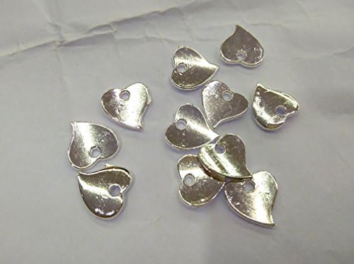 50 парчиња 12мм месинг сребро срцеви обетки цврсти месинг мушка срца конектор за накит за накит