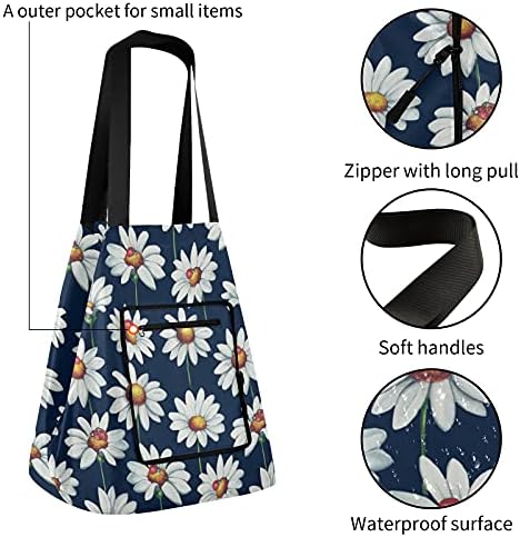 Daisy цветно преклопено рамо торбичка торба за еднократна употреба на намирници за намирници, торба за торбичка торба за плажа, патување,