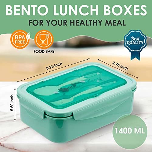Bento Box Box Box Container Cantainer Возрасен со вилушка и лажица прегради Патувајте и одете БПА без микробранова фрижидер и