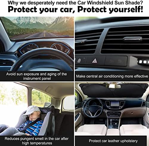 Tallew 6 парчиња УВ Заштита на автомобили Сенки за прозорецот, вклучува сенка на шофершајбната на сонцето, 4 предна страна авто -сончево залепење на сонце, со вшмукувањ?