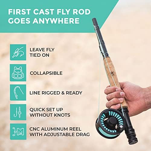 Reyr Gear - Прва прачка за летање, телескопинг патнички летачки шипки и ролна комбо, преносна опрема за риболов со летање за патувања