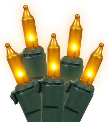 Викерман 50 злато мини светло на зелена жица, 23 'Божиќно светло влакно