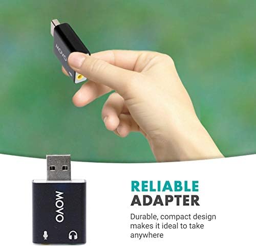 Movo USB-AC 3.5 mm TRS Микрофон ДО USB 2.0 Стерео Аудио Надворешен Адаптер За Звучна Картичка за КОМПЈУТЕР и Mac. УСБ Адаптер За Звучна Картичка