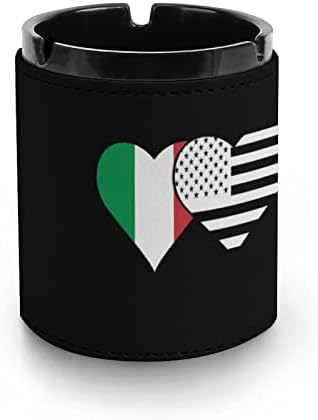 Италијанско знаме и црно американско знаме кожа од пепел за цигари со ленти за пепел за домашна канцеларија и ресторани