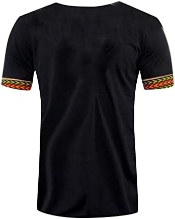 Афирган етнички V врат кошули за кратки ракави за мажи смешни графички печатени блузи 2023 лето хипстер опуштено вклопување на врвот