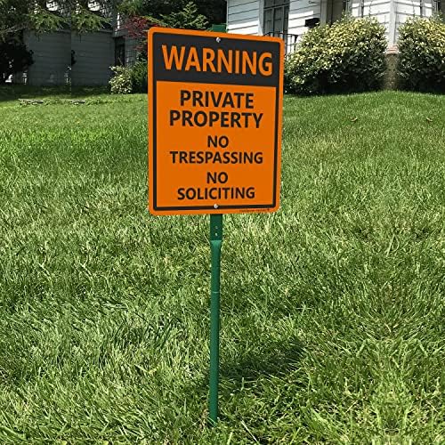 SmartSign „Предупредување - приватна сопственост, без престапување, без барање„ знак на тревникот | 10 x 12 алуминиумски знак со 3 'удел