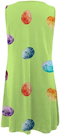LCEPCY Велигденски фустан за печатење со јајца за жени 2023 летен случај без ракав мини фустан фустан, случајна лабава кратка проточна