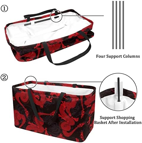 Кошар за еднократно шопинг црвен змеј образец преносен преклопување пикник намирници торбички за перење торба за купување тота