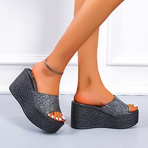 Обични секвенти сандали риба платформа дама клин уста мода женски влечки затворени простории на отворено за жени сандали за пешачење
