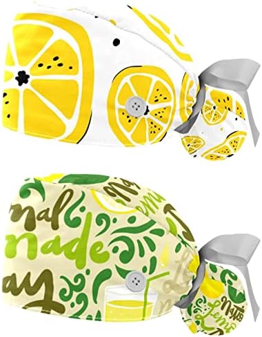 Homedecorzone 2 парчиња овошје лимон образец жолта работна капа буфантна капа со една големина мулти боја