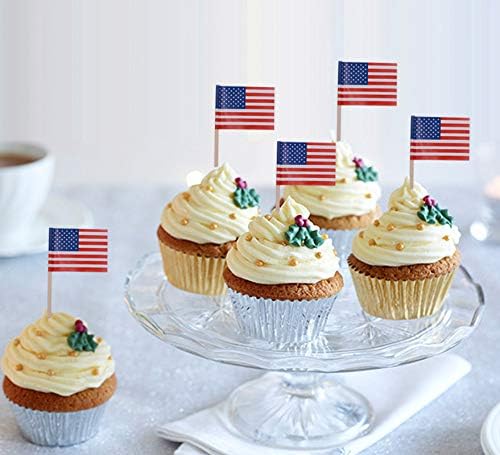 Ерити 100 Пакет 4 јули Кекс Со Американско Знаме Бере Храна Со Американско Знаме Избира Чепкалки За Заби Коктел Стапчиња За Денот На Независноста
