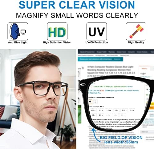 ВЕМУТАНТИ Сина Светлина Блокирање Очила За Читање Мажи Големи Квадратни Читатели 1.0 1.25 1.5 2.0 до 5.0 6.0 За Компјутерски