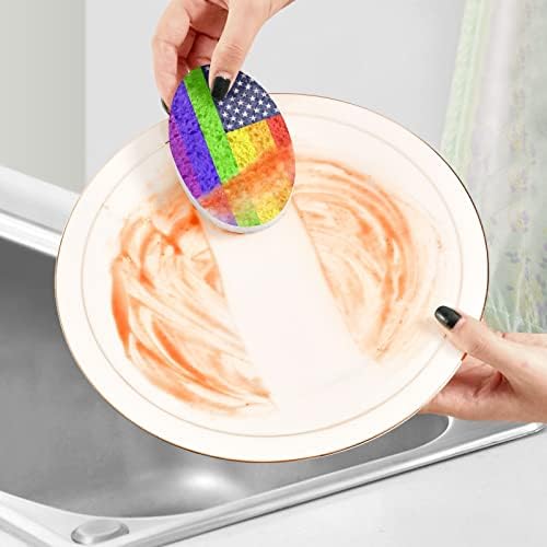 Алаза САД Американско знаме ЛГБТ геј гордост Природни сунѓери кујнски целулоза сунѓер за садови миење бања и чистење на домаќинствата,